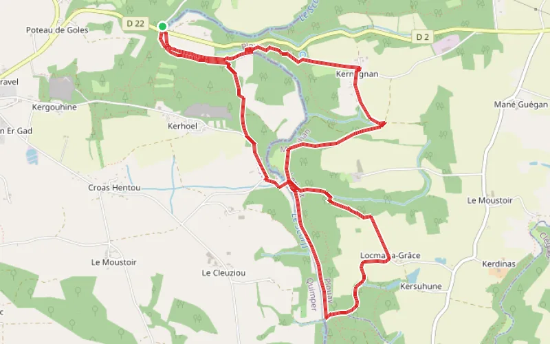 Tracé du parcours Le Scorff à Pont Kerlo