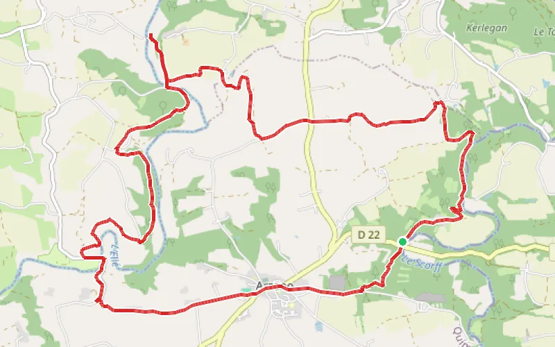 Tracé du parcours Entre Scorff et Ellé à Arzano