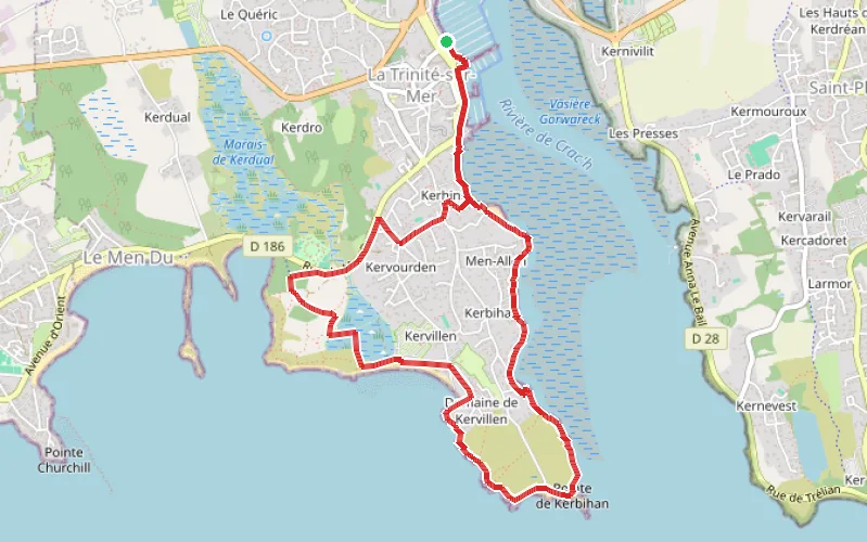 Tracé du parcours Le Sentier des Douaniers de La Trinité-sur-Mer
