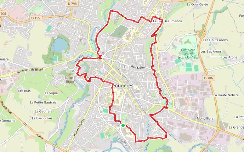 Tracé du parcours Un petit tour de Fougères