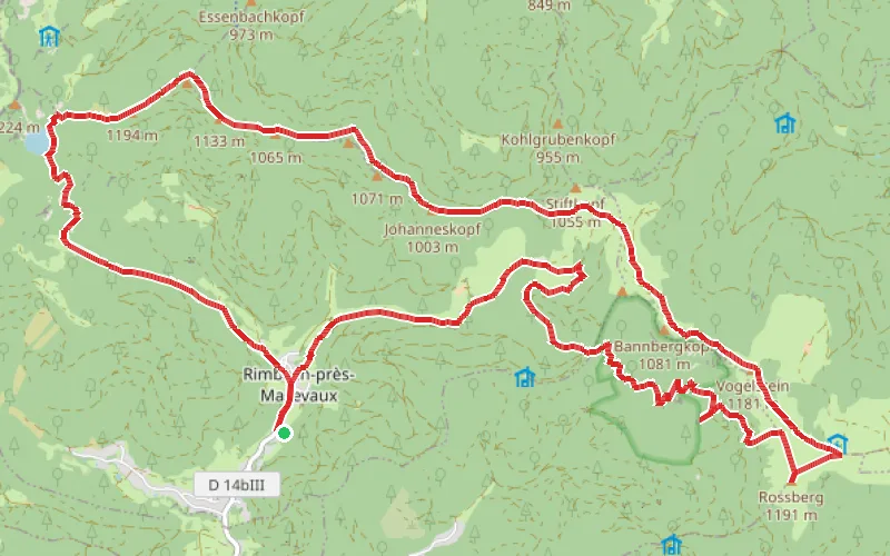Tracé du parcours Sur les hauteurs des vallées de la Doller et de la Thur