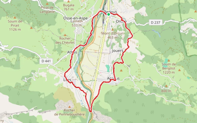 Tracé du parcours Le vallon de Bedous