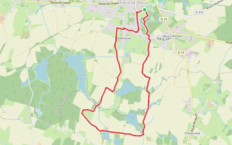 Tracé du parcours Les étangs de Pierre-de-Bresse
