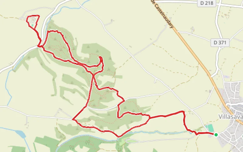 Tracé du parcours Les dédales du Temps au départ de Villasavary