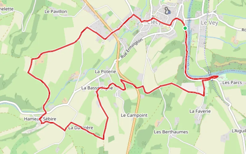 Tracé du parcours Dans le bocage normand autour de Clécy
