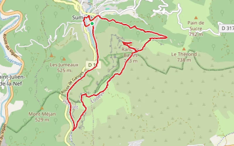 Tracé du parcours Tour de la Réserve Naturelle de Combe Chaude par le Ranc de Banes