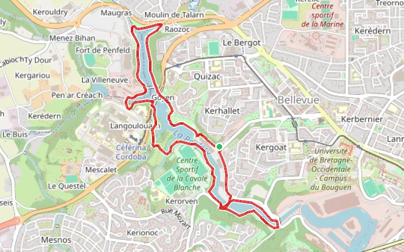 Tracé du parcours Promenade sur les rives de la Penfeld