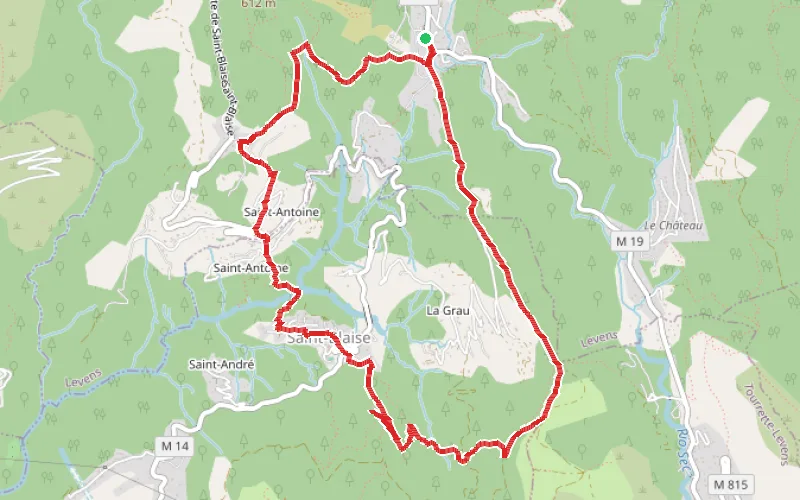 Tracé du parcours Le Castel de Saint-Blaise depuis Sainte-Claire