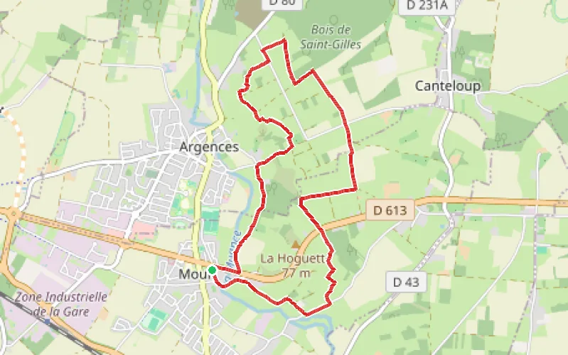 Tracé du parcours Boucle de Moult en passant par le Bois de Saint-Gilles