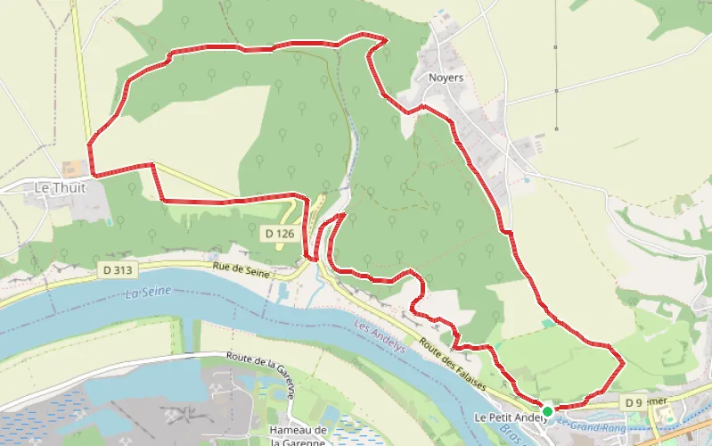 Tracé du parcours Les Andelys et ses environs boisés