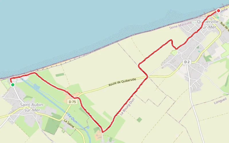 Tracé du parcours De Saint-Aubin-sur-mer à Quiberville-plage par le GR®21