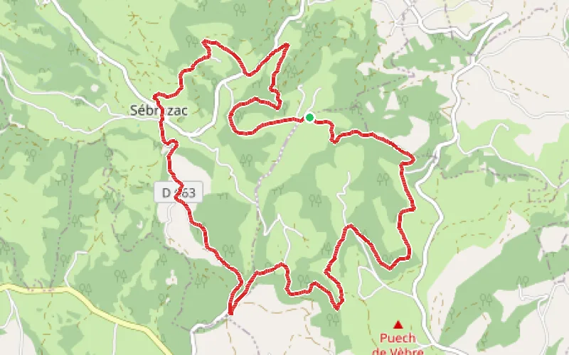Tracé du parcours Boucle autour de Sébrazac