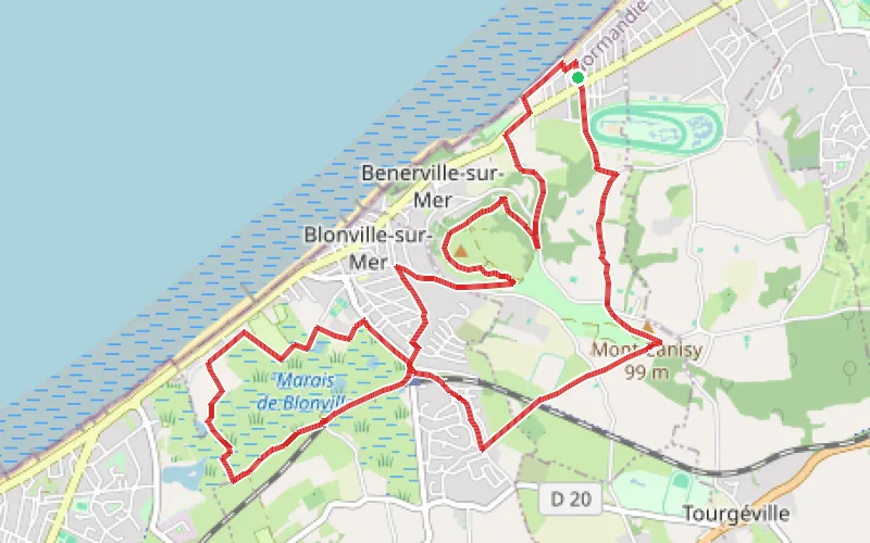 Tracé du parcours Benerville-sur-Mer / Mont Canisy / Villers