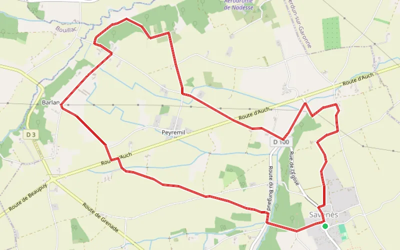 Tracé du parcours Parcours tranquille à Savenès