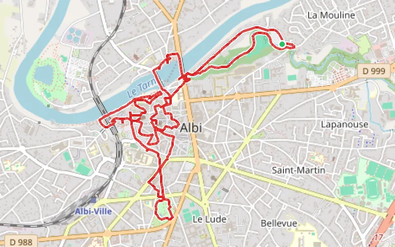 Tracé du parcours Le Tarn touristique à Albi