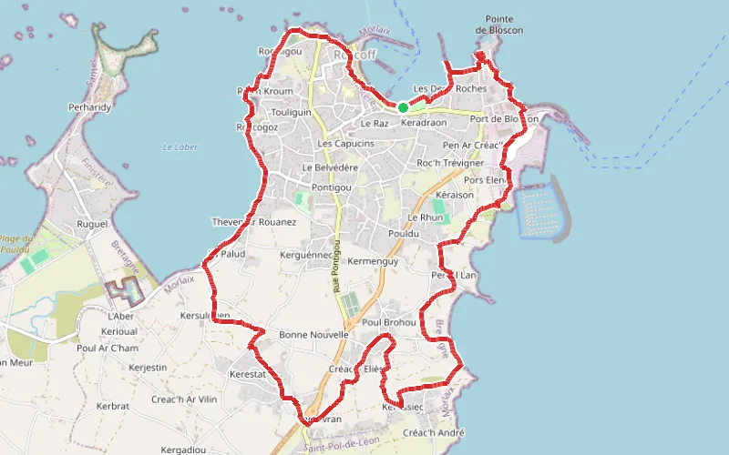 Tracé du parcours Entre terre et mer à Roscoff