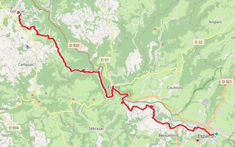 Tracé du parcours Espalion - Golinhac