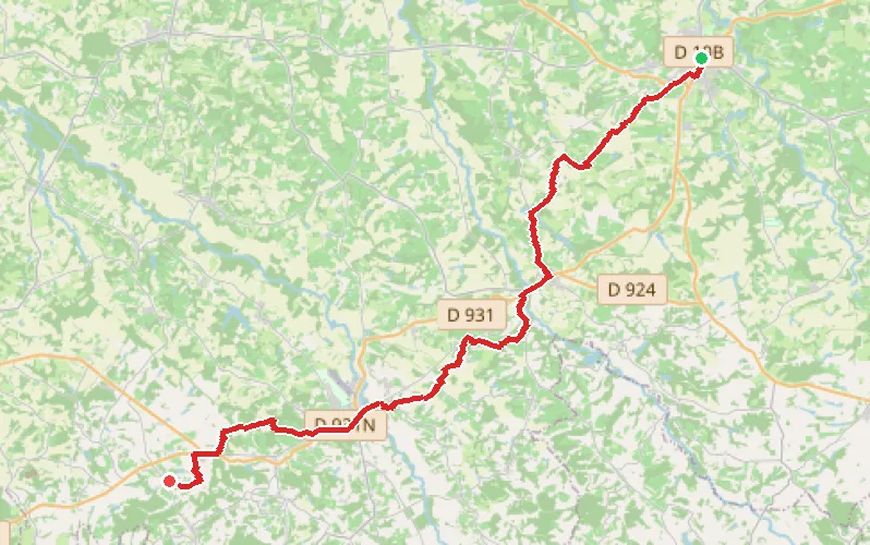 Tracé du parcours Eauze - Lanne Soubiran