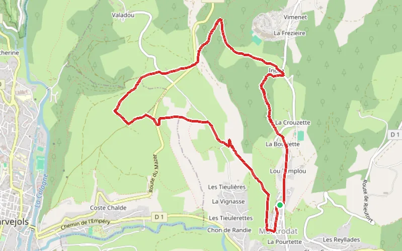 Tracé du parcours Le sentier des Chazelles