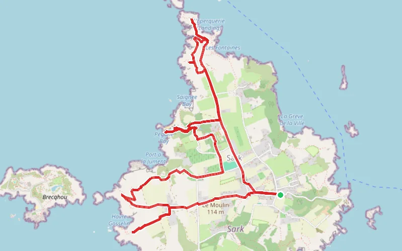 Tracé du parcours Boucle Nord-Ouest de Sercq