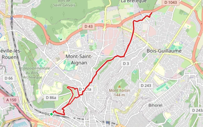Tracé du parcours Vers les portes de la Forêt Verte par le Fond du Val
