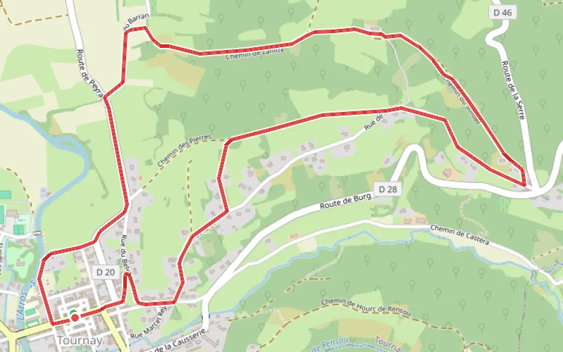 Tracé du parcours Autour du Picayre depuis Tournay