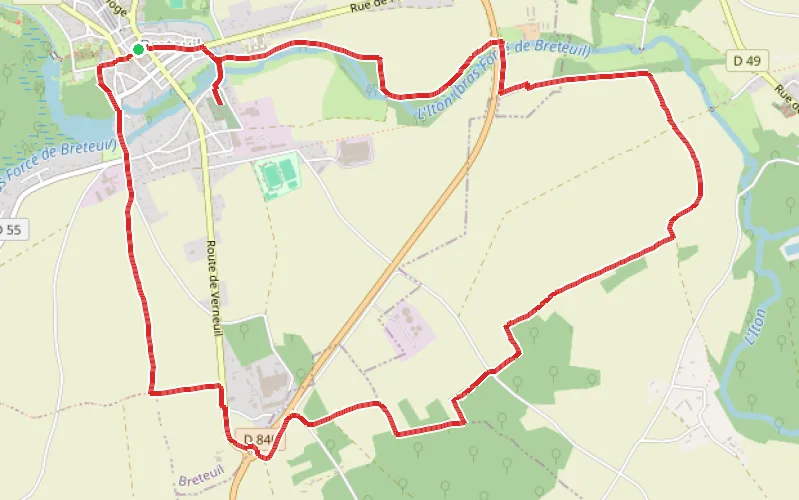 Tracé du parcours Boucle de Breteuil, sur les pas d'un des martyrs de Vingré