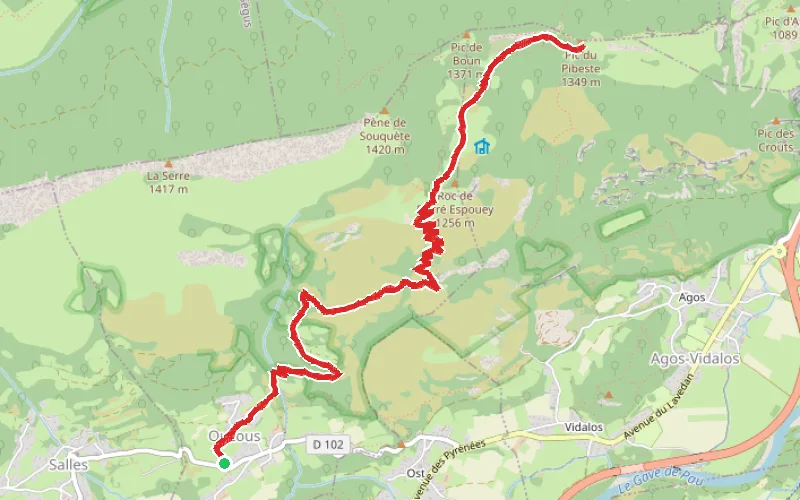 Tracé du parcours Pic du Pibeste