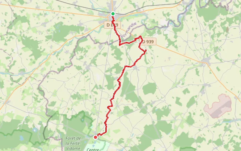 Tracé du parcours Verneuil-sur-Avre - La Ferté-Vidame