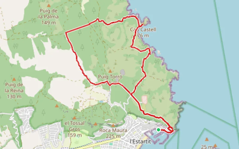 Tracé du parcours Cala Ferriol et Cala Pedrosa