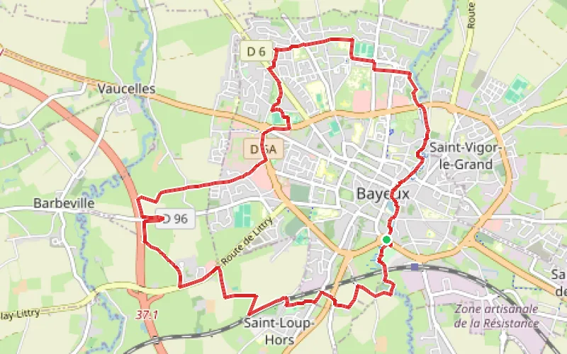 Tracé du parcours Bayeux et ses alentours