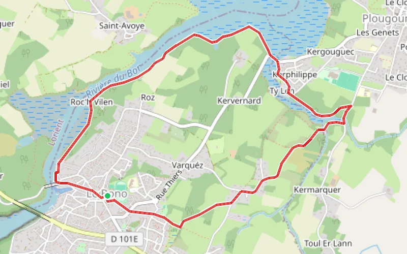 Tracé du parcours Le Bono par la chapelle de Becquerel