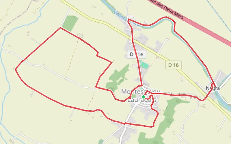 Tracé du parcours Entre collines et Canal du Midi à Montesquieu-Lauragais