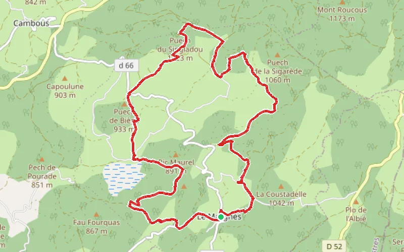 Tracé du parcours Le Singladou depuis Lagrange