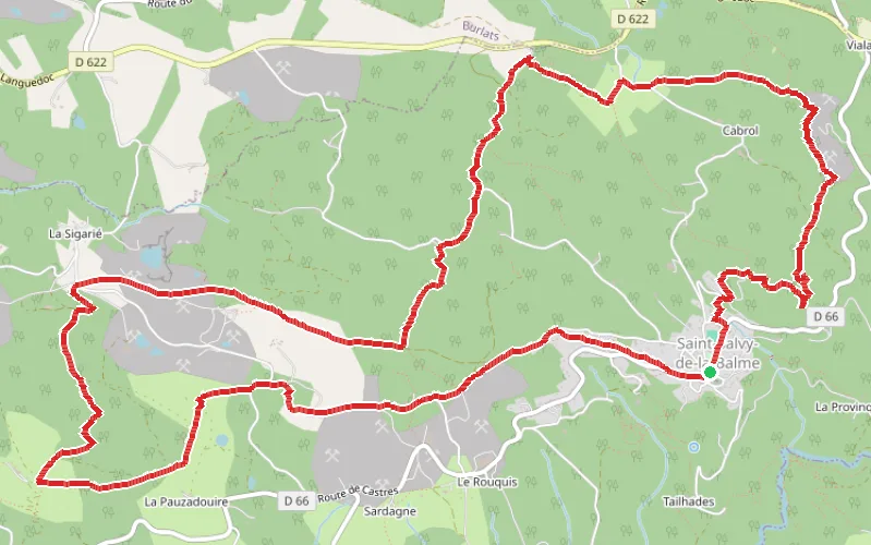 Tracé du parcours La Ronda del Peiraire depuis Saint-Salvy-de-la-Balme
