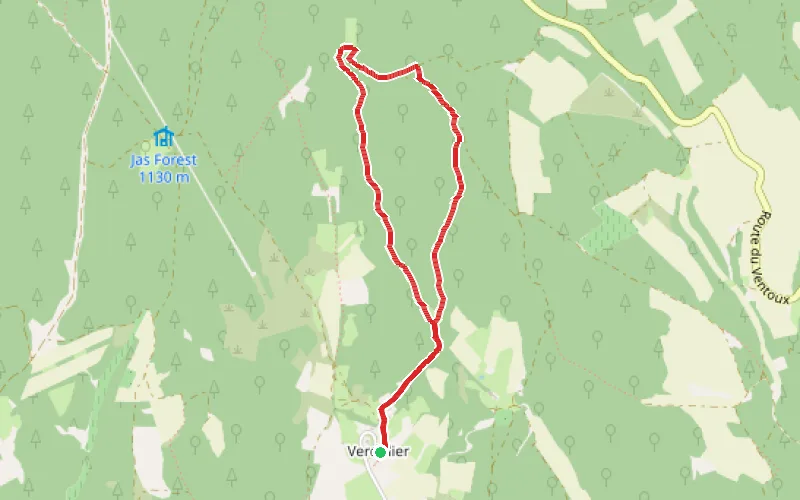Tracé du parcours Combe de Verdolier et retour par une combe latérale