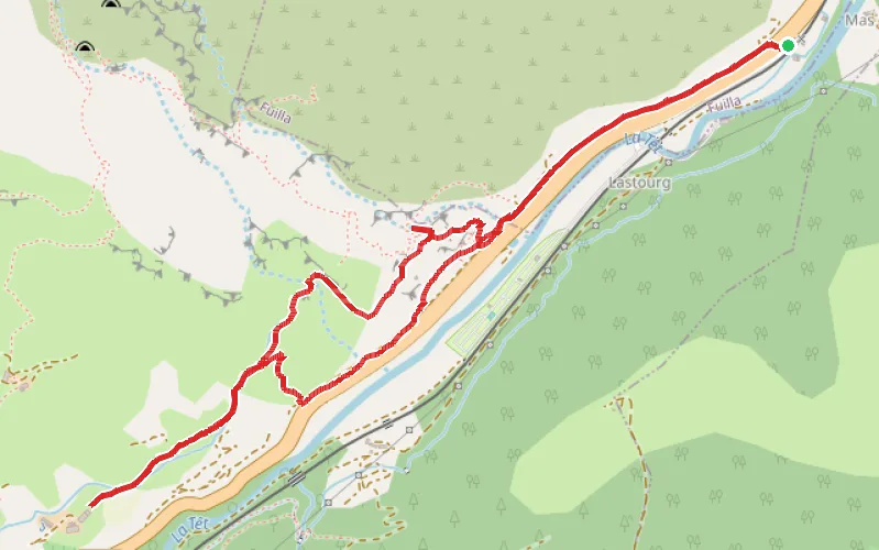Tracé du parcours De Lastourg au Canal de Jando