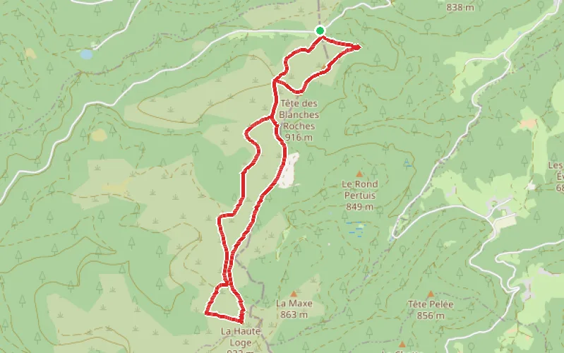 Tracé du parcours La Chapelle de Bipierre et les Hautes Chaumes