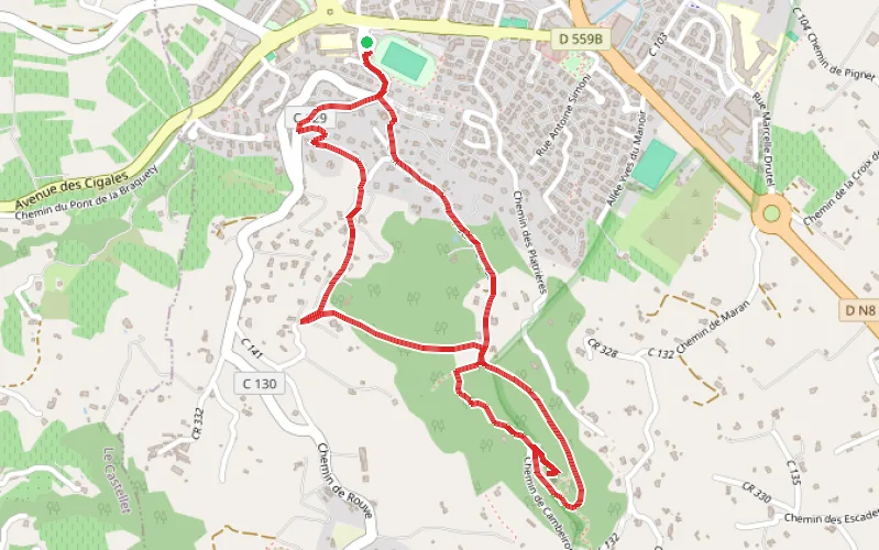 Tracé du parcours Une variante pour le tour du Beausset Vieux