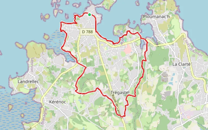 Tracé du parcours Entre mer et campagne à Trégastel