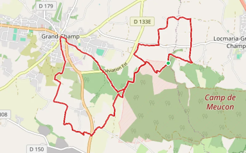 Tracé du parcours Landes de Lanvaux autour de Grand-Champ