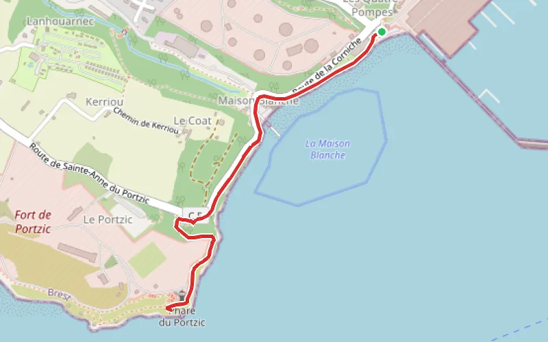 Tracé du parcours Promenade vers le Phare du Portzic par la Maison Blanche
