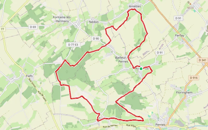 Tracé du parcours Les deux bois et la Coqueline