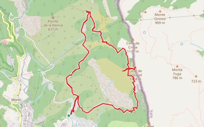 Tracé du parcours Boucle au Roc de l'Orméa et au Col de Restaud
