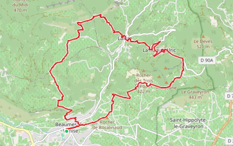 Tracé du parcours Les Dentelles de Montmirail et ses villages