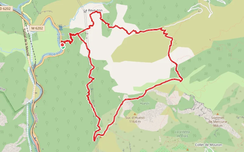 Tracé du parcours La Crête de la Madone par le Reveston