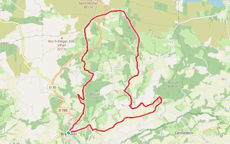 Tracé du parcours Circuit du Ménez au départ de Brasparts