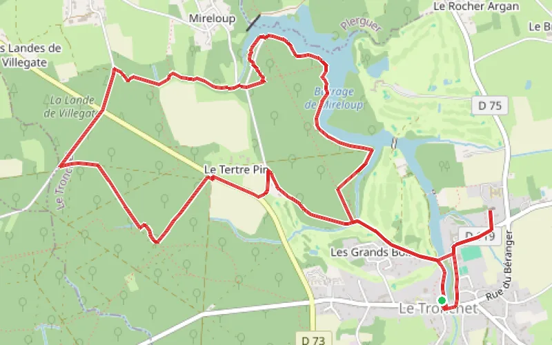 Tracé du parcours Du Château du Haut Mesnil à l'Abbaye Notre-Dame de Tronchet
