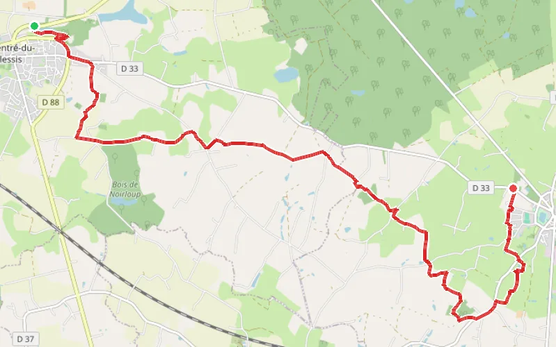 Tracé du parcours D'Argentré-du-Plessis au Pertre