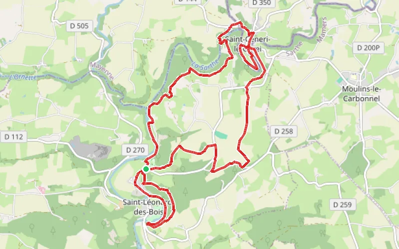 Tracé du parcours Les méandres de la Sarthe